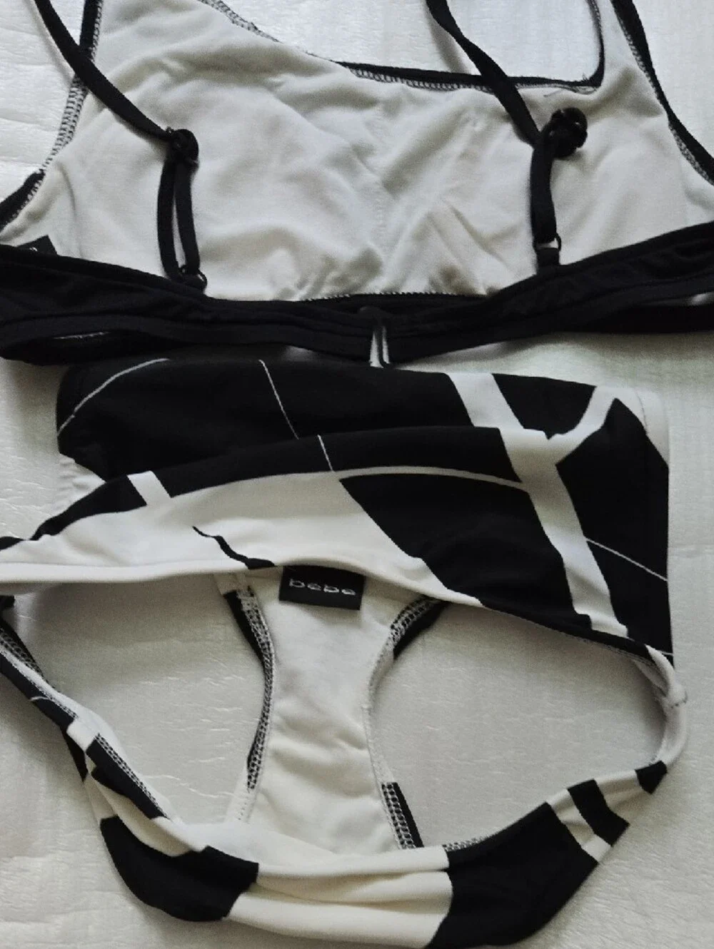 bebe Black and White Two-Piece Bikini Set
